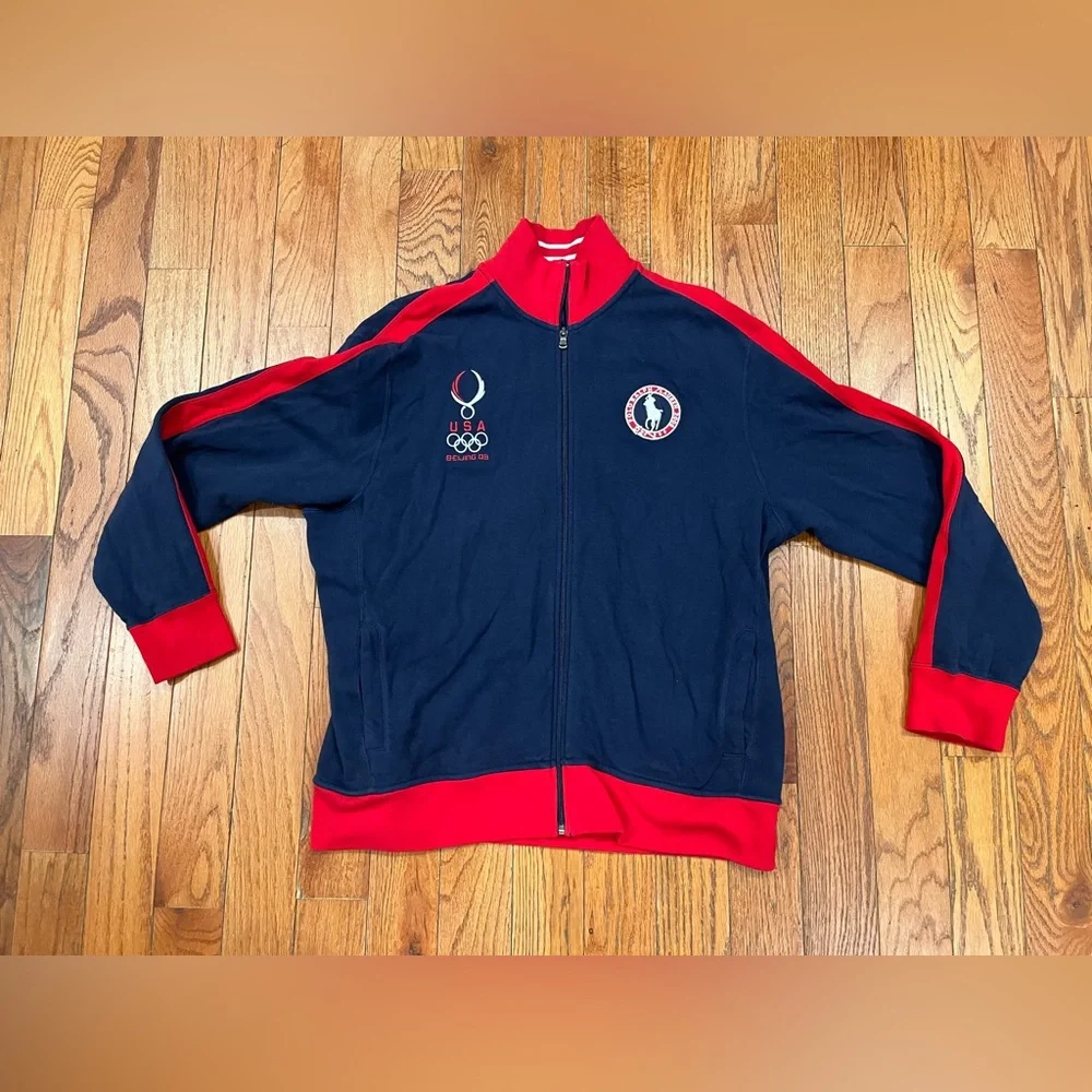 Polo Ralph Lauren 2008 USA Olympic Team Beijing Track Jacket Mens‎ XL Navy Red